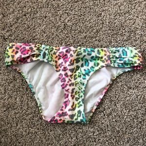 Women’s Victoria’s Secret neon rainbow leopard swim suit bikini bottoms size XS